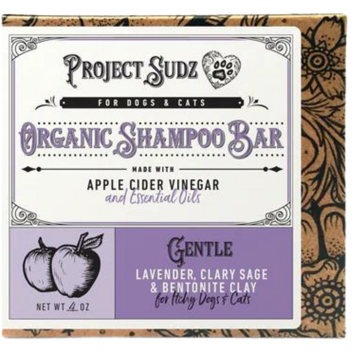 15% OFF: Project Sudz Gentle Organic Shampoo Bar (Lavender, Clary Sage & Bentonite Clay) For Itchy Dogs & Cats