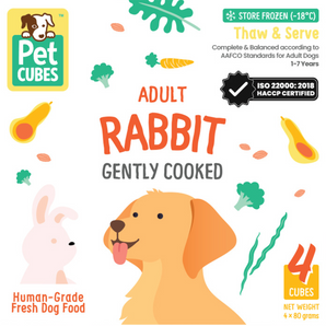 Pet Cubes Premium Complete Gently Cooked Rabbit Fresh Food For Dogs
