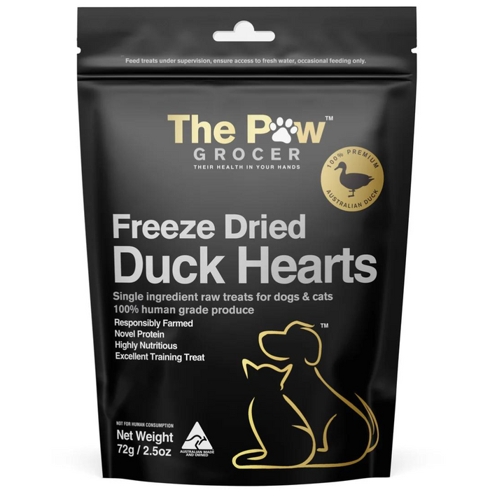 [NEW LAUNCH] 25% OFF: The Paw Grocer Black Label Freeze Dried Responsibly Farmed Duck Hearts Treats For Dogs & Cats