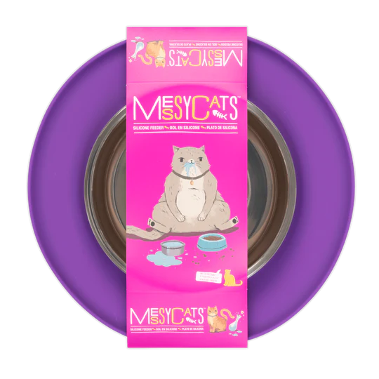 10% OFF: Messy Cats Purple Single Silicone Feeder With Stainless Steel Saucer Shaped Bowl