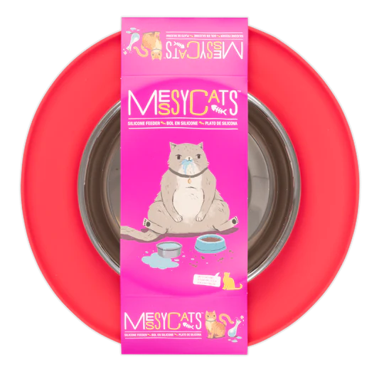 10% OFF: Messy Cats Watermelon Single Silicone Feeder With Stainless Steel Saucer Shaped Bowl