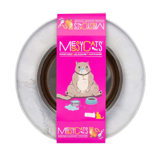 10% OFF: Messy Cats Marble Single Silicone Feeder With Stainless Steel Saucer Shaped Bowl