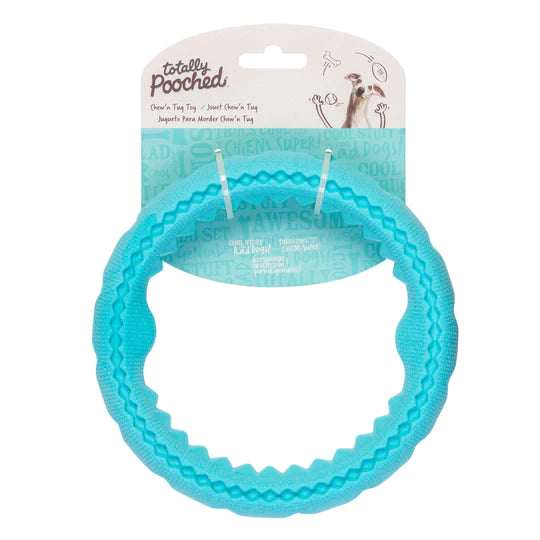 10% OFF: Messy Mutts Teal Totally Pooched Chew n' Tug Ring Foam Rubber Dog Toy