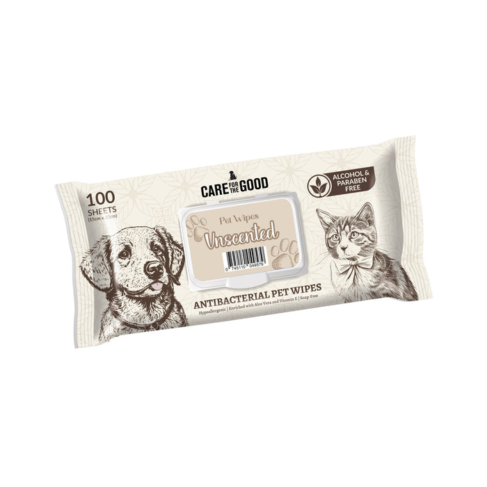 [PAWSOME BUNDLE] 3 FOR $11.90: Care For The Good Unscented Antibacterial Pet Wipes (100Pcs)