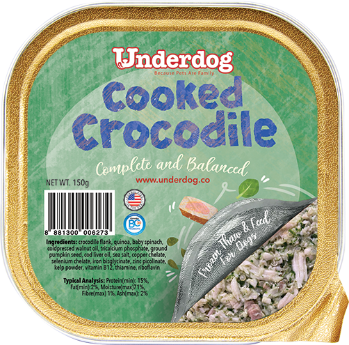 Underdog Complete & Balanced Cooked Crocodile Recipe For Dogs (FROZEN)