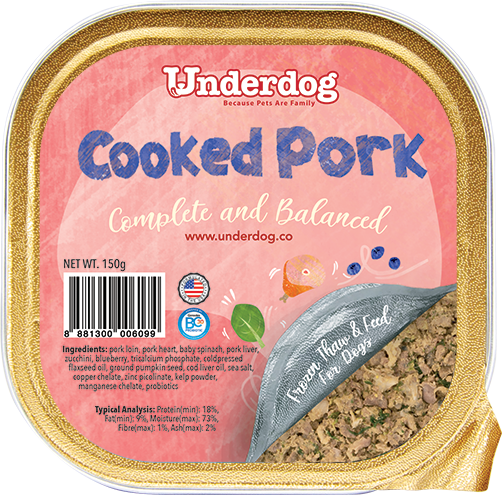 Underdog Complete & Balanced Cooked Pork Recipe For Dogs (FROZEN)