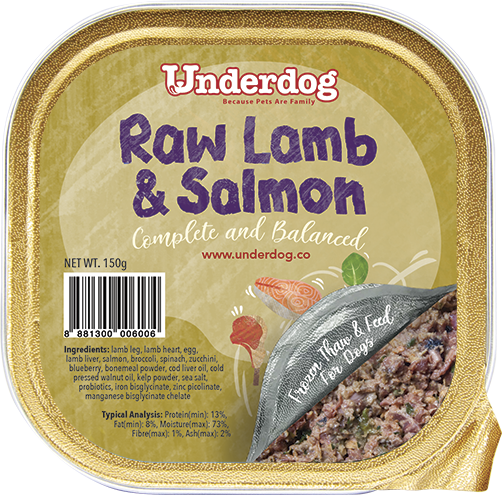 Underdog Complete & Balanced Raw Lamb & Salmon Recipe For Dogs (FROZEN)