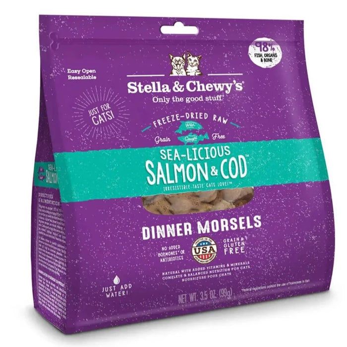 Stella & Chewy's Freeze-Dried Raw Sea-Licious Salmon & Cod Dinner Morsels For Cats