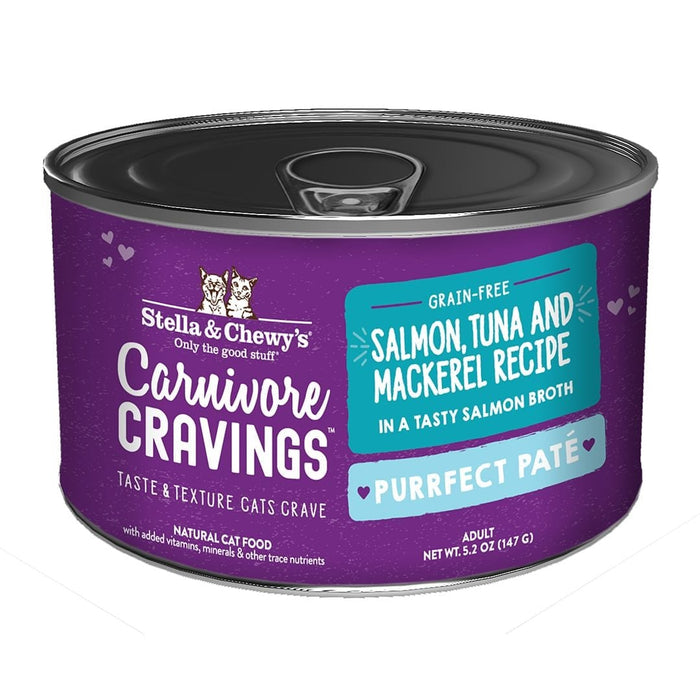 Stella & Chewy's Carnivore Cravings Purrfect Paté Salmon, Tuna & Mackerel Recipe In Broth Wet Cat Food