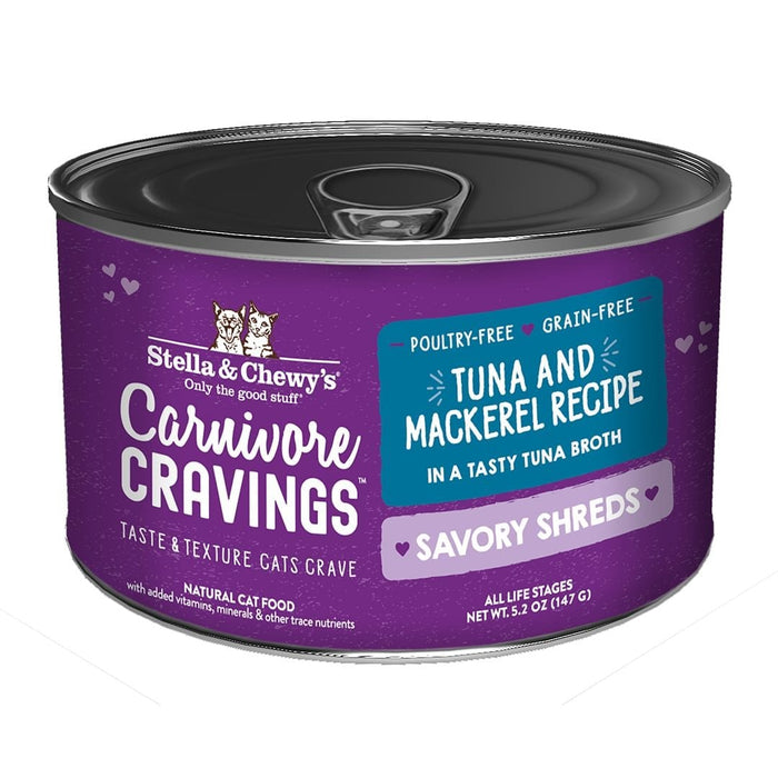 Stella & Chewy's Carnivore Cravings Savory Shreds Tuna & Mackerel Recipe In Broth Wet Cat Food