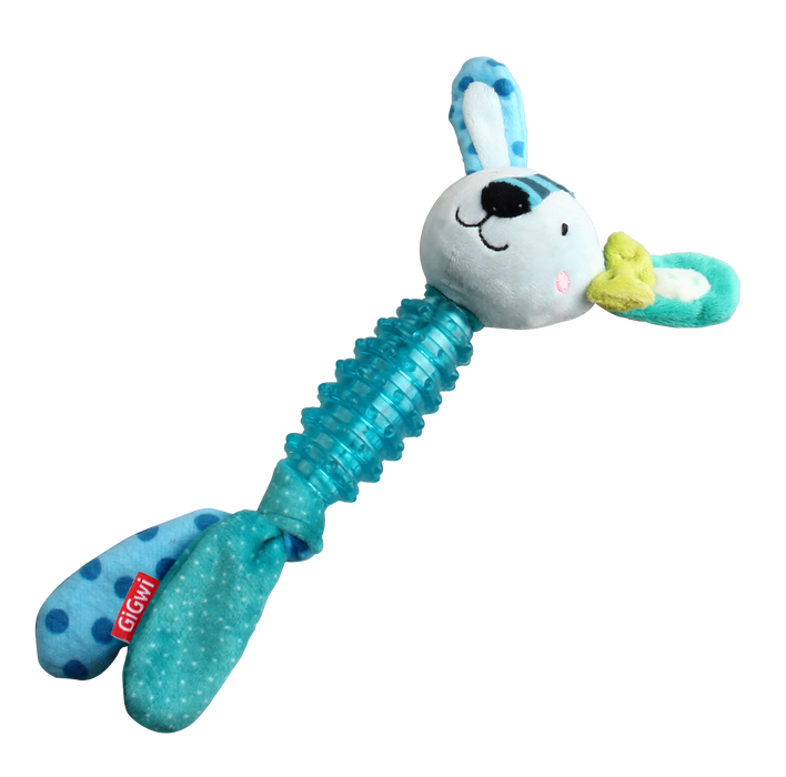 GiGwi Suppa Puppa Rabbit With Squeaker Plush/TPR Toy For Dogs