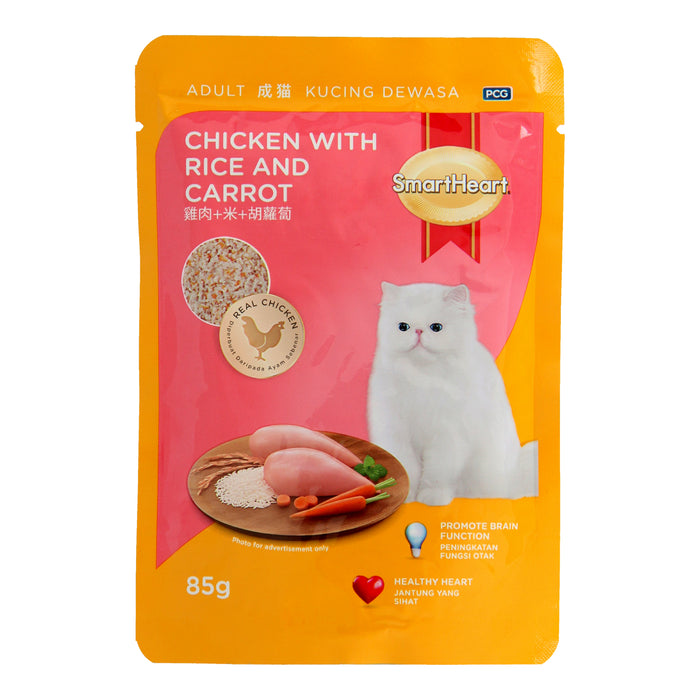 SmartHeart Chicken With Rice & Carrot Adult Wet Cat Food (24 Pouches)