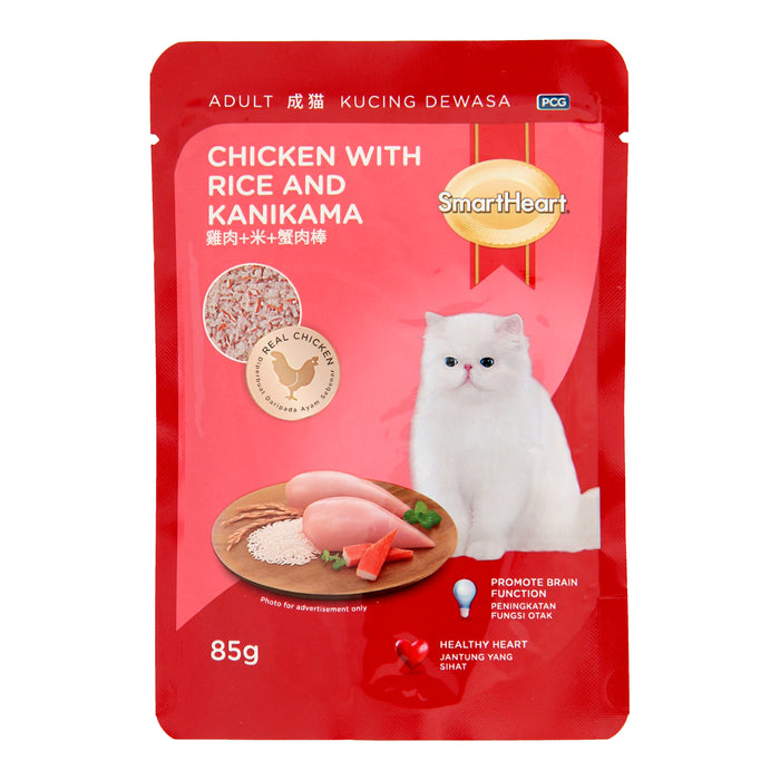SmartHeart Chicken With Rice & Kanikama Wet Cat Food (24 Pouches)