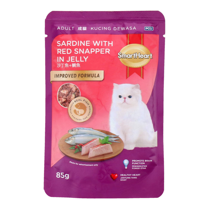 SmartHeart Sardine With Red Snapper In Jelly Wet Cat Food (24 Pouches)