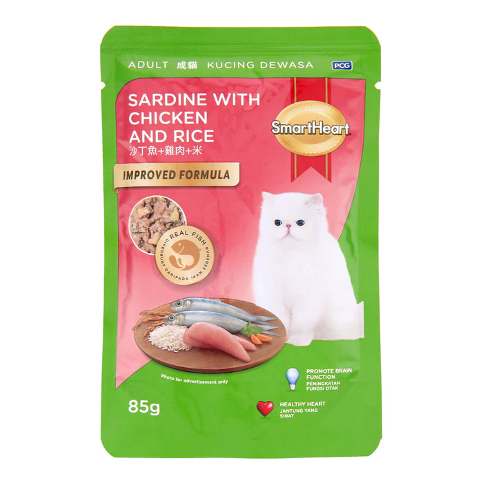 SmartHeart Sardine With Chicken & Rice Wet Cat Food (24 Pouches)