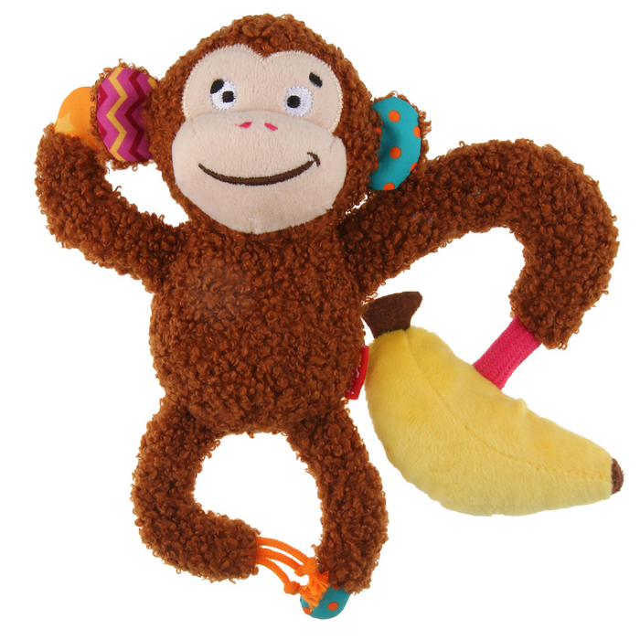 GiGwi Plush Friendz Monkey With Squeaker & Crinkle Paper Plush Toy For Dogs
