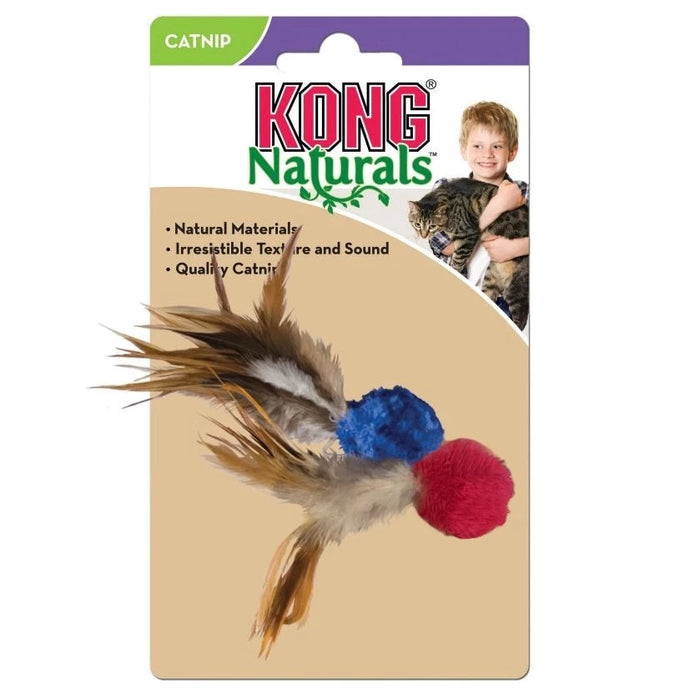 20% OFF: Kong Naturals Crinkle Ball with Feathers Cat Toy (Assorted Colour)