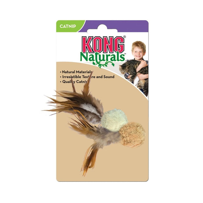 20% OFF: Kong Naturals Crinkle Ball with Feathers Cat Toy (Assorted Colour)