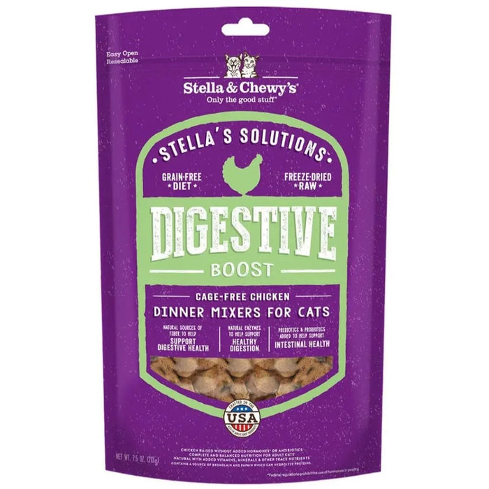 Stella & Chewy's Stella Solution Digestive Boost With Freeze-Dried Raw Cage-Free Chicken Dinner Mixers For Cats