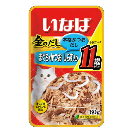 15% OFF: Ciao Golden Stock Pouch Small Tuna Flakes With Whitebait In Jelly Wet Cat Food For Mature Cat 11+ (16Pcs)