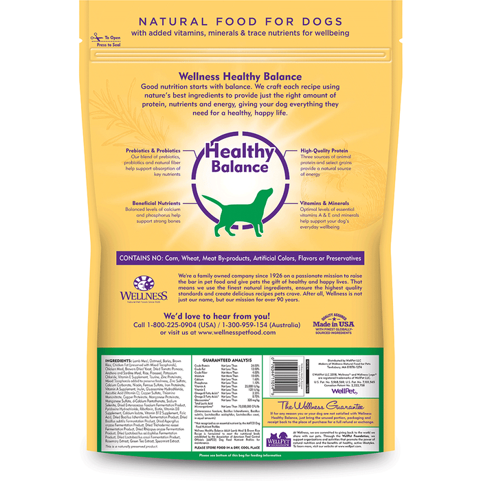 20% OFF: Wellness Healthy Balance Adult Lamb Meal & Brown Rice Recipe Dog Food