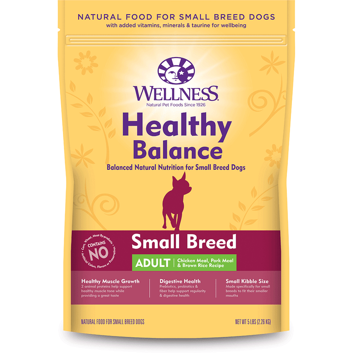 20% OFF: Wellness Healthy Balance Small Breed Adult Chicken Meal, Pork Meal & Brown Rice Recipe Dog Food