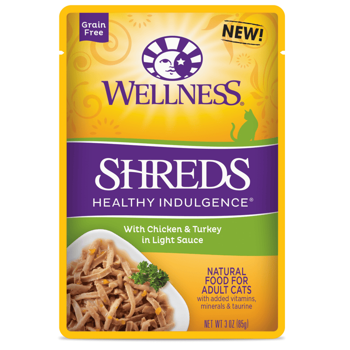 20% OFF: Wellness Healthy Indulgence Grain Free Shreds Chicken & Turkey Wet Cat Food