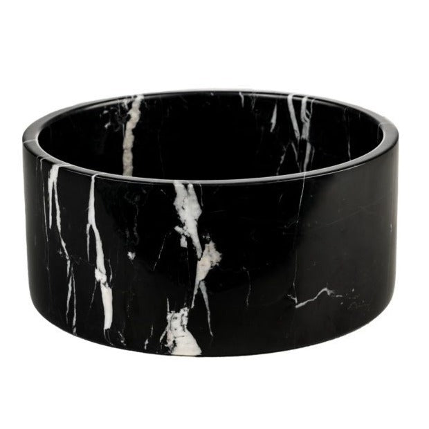 Houndztooth Black Carrara Marble Dog Bowl
