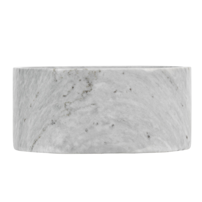 Houndztooth White Carrara Marble Dog Bowl