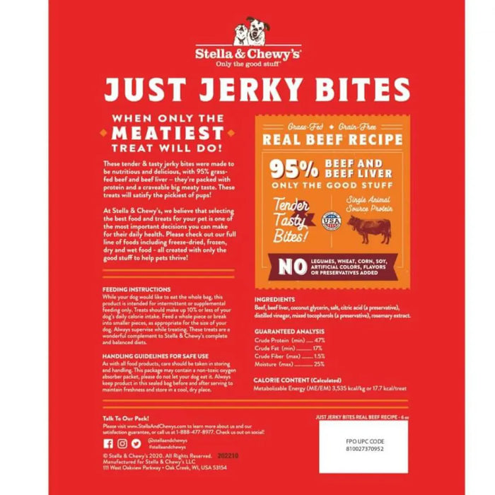 Stella & Chewy's Just Jerky Bites Real Beef Recipe For Dogs