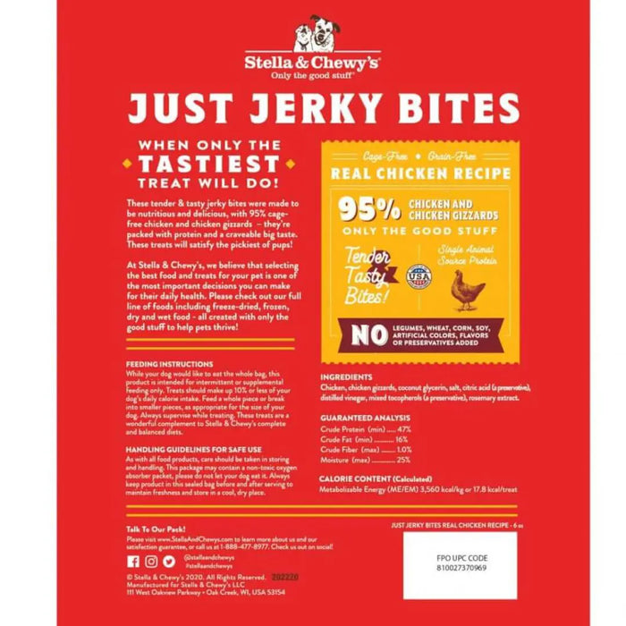 Stella & Chewy's Just Jerky Bites Real Chicken Recipe For Dogs