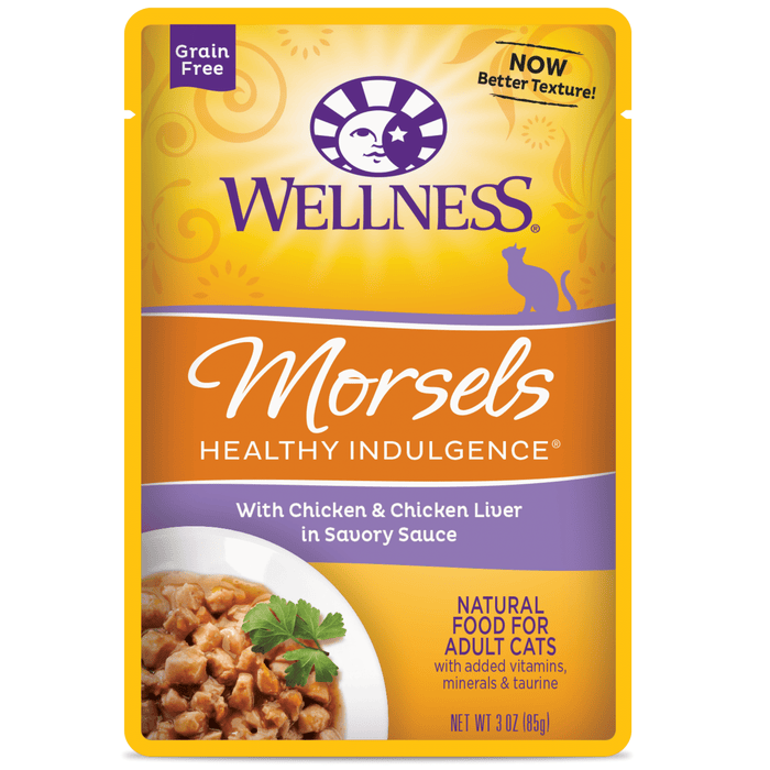 20% OFF: Wellness Healthy Indulgence Grain Free Morsels Chicken & Chicken Liver Wet Cat Food