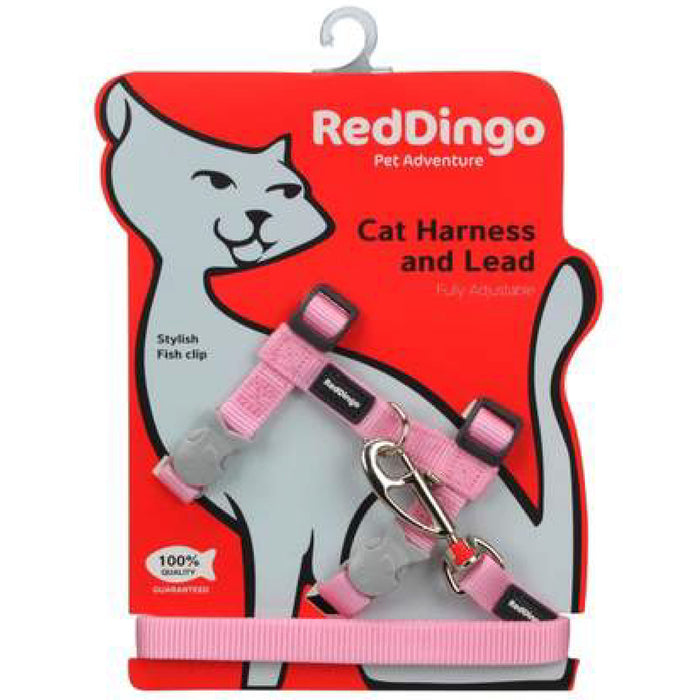 Red Dingo Classic Pink Harness & Lead Combo For Cats