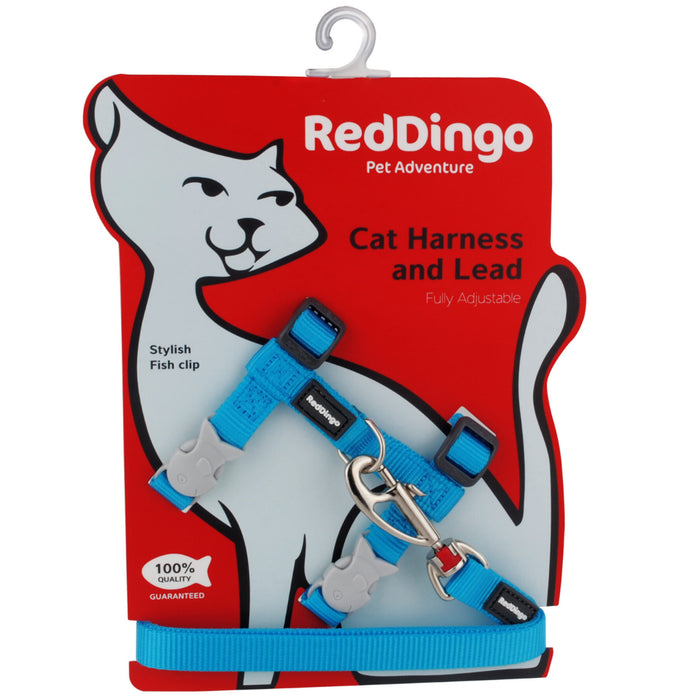 Red Dingo Classic Turquoise Harness & Lead Combo For Cats