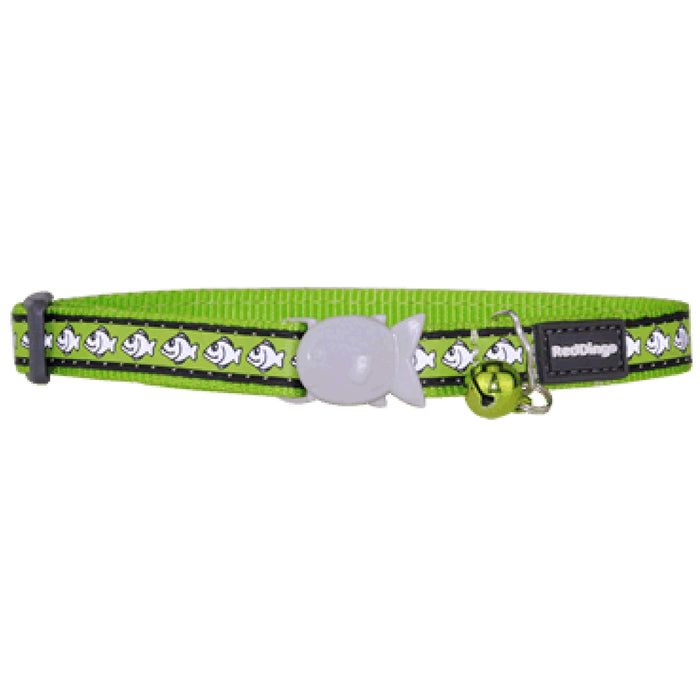 Red Dingo Reflective Fish Lime Green Cat Collar