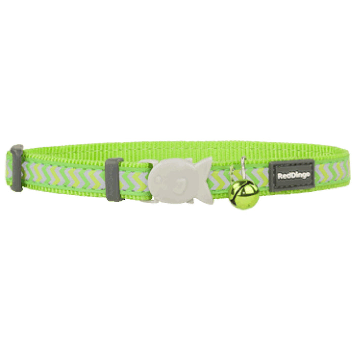 Red Dingo Reflective Ziggy Lime Green Cat Collar