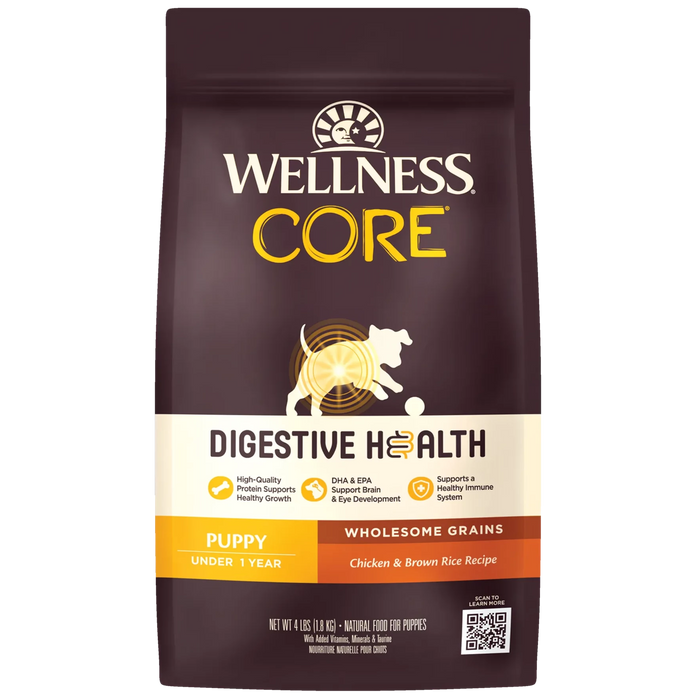 20% OFF + FREE WET FOOD: Wellness CORE Digestive Health Chicken & Brown Rice Recipe Puppy Dry Dog Food
