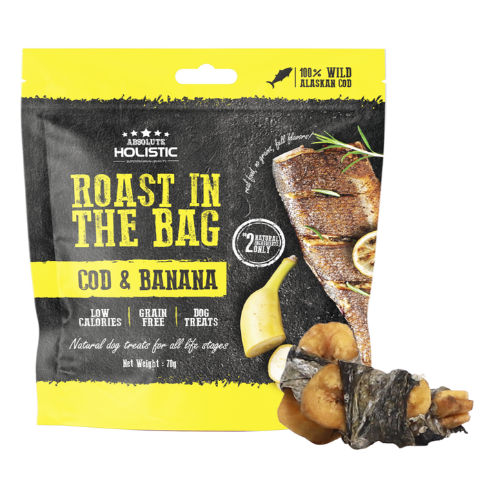 30% OFF: Absolute Holistic Roast In The Bag Cod & Banana Dog Treats