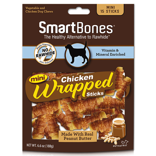 20% OFF: SmartBones Mini Chicken Wrapped Peanut Butter Sticks (15Pcs)