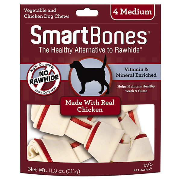 20% OFF: SmartBones Classic Medium Chicken Bone Chew Treats (4Pcs)