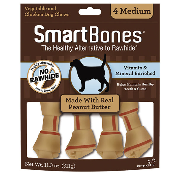 20% OFF: SmartBones Classic Medium Peanut Butter Bone Chew Treats (4Pcs)