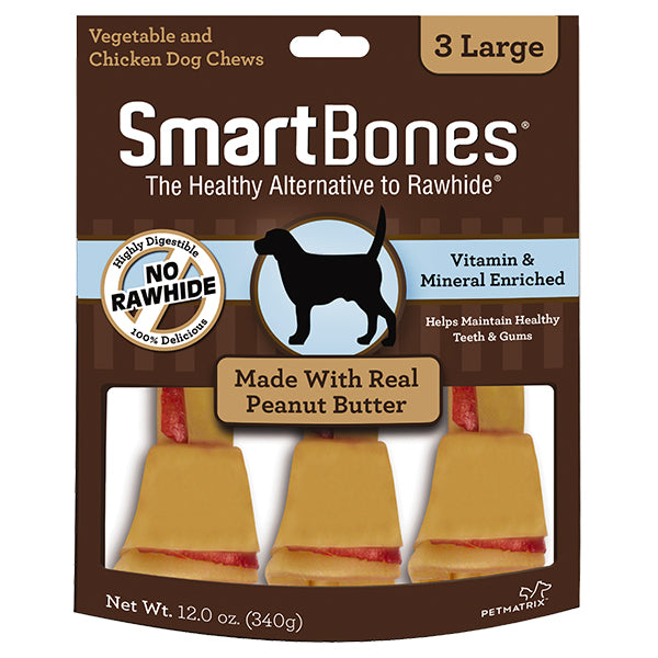 20% OFF: SmartBones Classic Large Peanut Butter Bone Chew Treats (3Pcs)