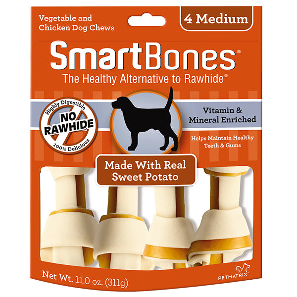 20% OFF: SmartBones Classic Medium Sweet Potato Bone Chew Treats (4Pcs)