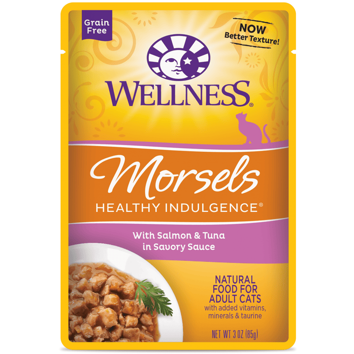 20% OFF: Wellness Healthy Indulgence Grain Free Morsels Salmon & Tuna Wet Cat Food