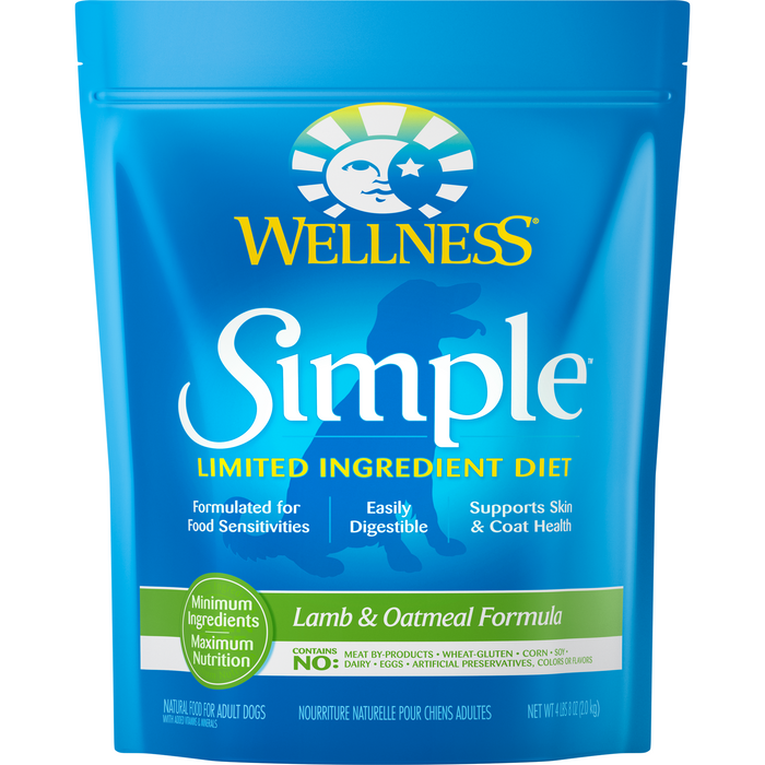 20% OFF + FREE WET FOOD: Wellness Simple Limited Ingredient Lamb & Oatmeal Formula Adult Dry Dog Food