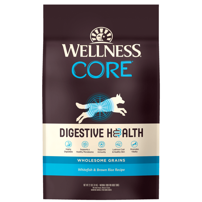 20% OFF + FREE WET FOOD: Wellness CORE® Digestive Health Whitefish & Brown Rice Adult Dry Dog Food