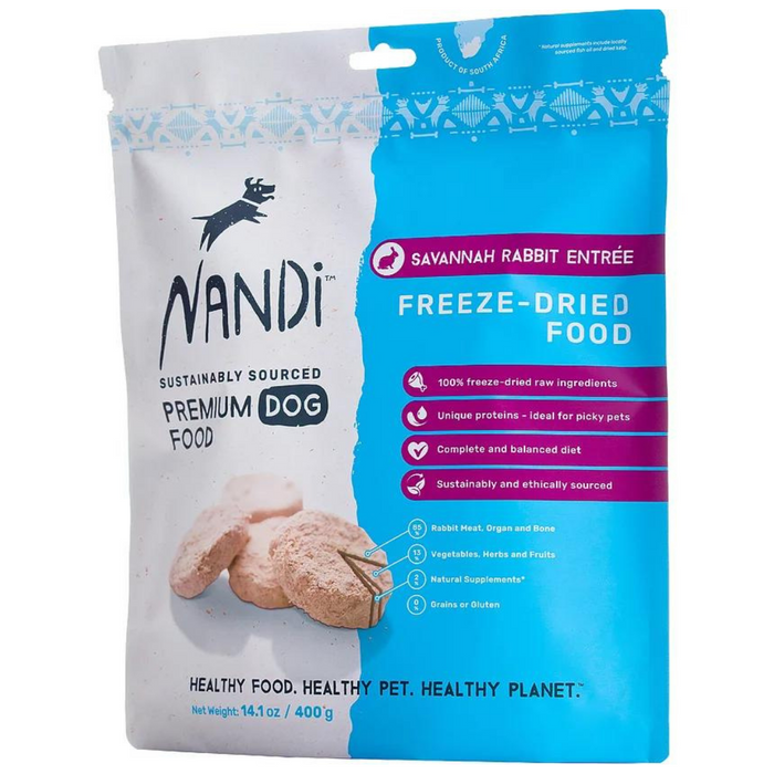 15% OFF: Nandi Freeze Dried Savannah Rabbit Entrée Premium Dog Food