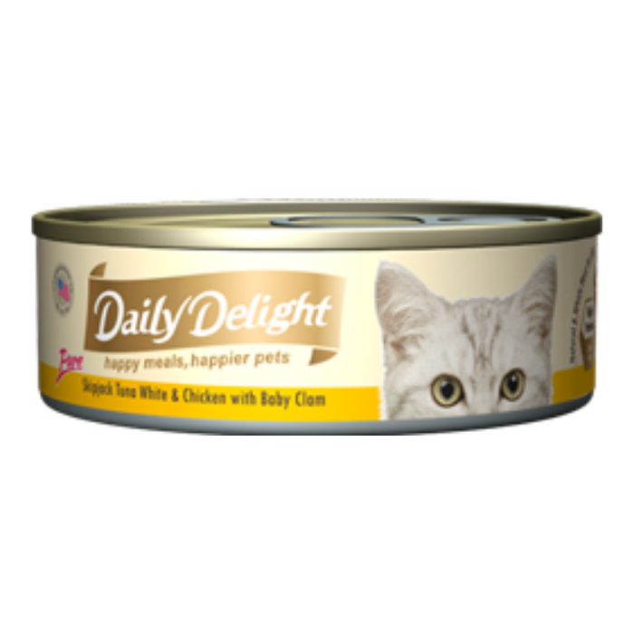 20% OFF: Daily Delight Skipjack Tuna White & Chicken With Baby Clam Wet Cat Food (24 Cans)