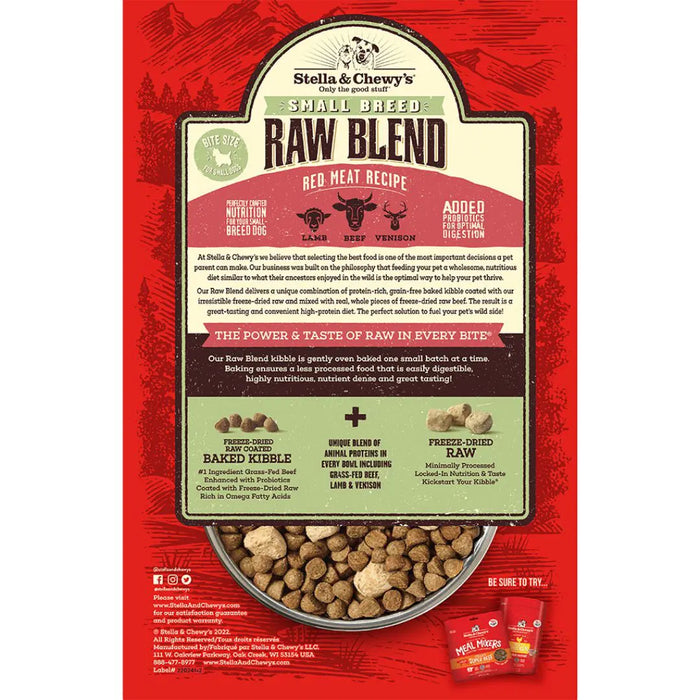 15% OFF: Stella & Chewy’s Raw Blend (Raw Coated Baked Kibble + Freeze-Dried Meal Mixers) Red Meat Lamb, Beef & Venison  Small Breed Recipe Adult Dry Dog Food
