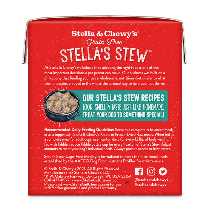 Stella & Chewy's Grain Free Cage-Free Medley Chicken, Turkey & Duck Stew For Dogs